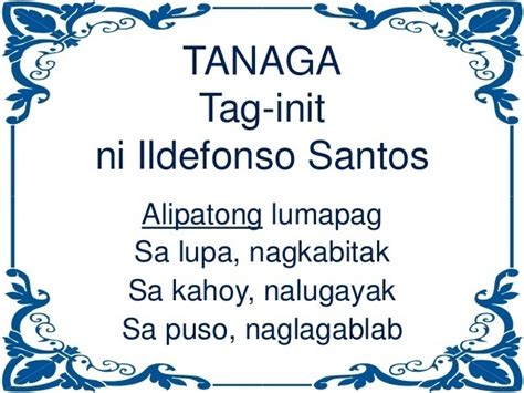 halimbawa ng tanaga